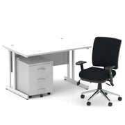 Impulse 1200mm Cantilever Straight Desk With Mobile Pedestal and Chiro Medium Back Black Chair - Home Office Set - view 23