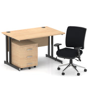 Impulse 1200mm Cantilever Straight Desk With Mobile Pedestal and Chiro Medium Back Black Chair - Home Office Set - image 32
