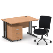 Impulse 1200mm Cantilever Straight Desk With Mobile Pedestal and Chiro Medium Back Black Chair - Home Office Set - image 33