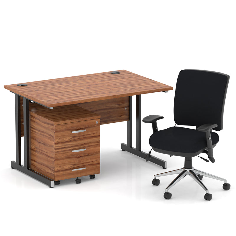 Impulse 1200mm Cantilever Straight Desk With Mobile Pedestal and Chiro Medium Back Black Chair - Home Office Set - image 34