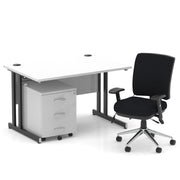 Impulse 1200mm Cantilever Straight Desk With Mobile Pedestal and Chiro Medium Back Black Chair - Home Office Set - image 35