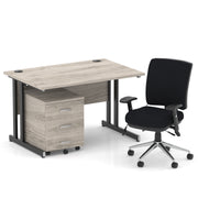 Impulse 1200mm Cantilever Straight Desk With Mobile Pedestal and Chiro Medium Back Black Chair - Home Office Set - image 36
