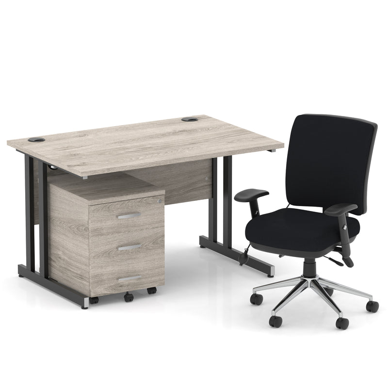 Impulse 1200mm Cantilever Straight Desk With Mobile Pedestal and Chiro Medium Back Black Chair - Home Office Set - image 36