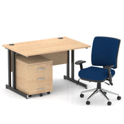 Impulse 1200mm Cantilever Straight Desk With Mobile Pedestal and Chiro Medium Back Blue Chair - Home Office Set - image 32