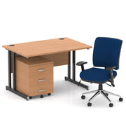 Impulse 1200mm Cantilever Straight Desk With Mobile Pedestal and Chiro Medium Back Blue Chair - Home Office Set - image 33