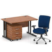 Impulse 1200mm Cantilever Straight Desk With Mobile Pedestal and Chiro Medium Back Blue Chair - Home Office Set - image 34