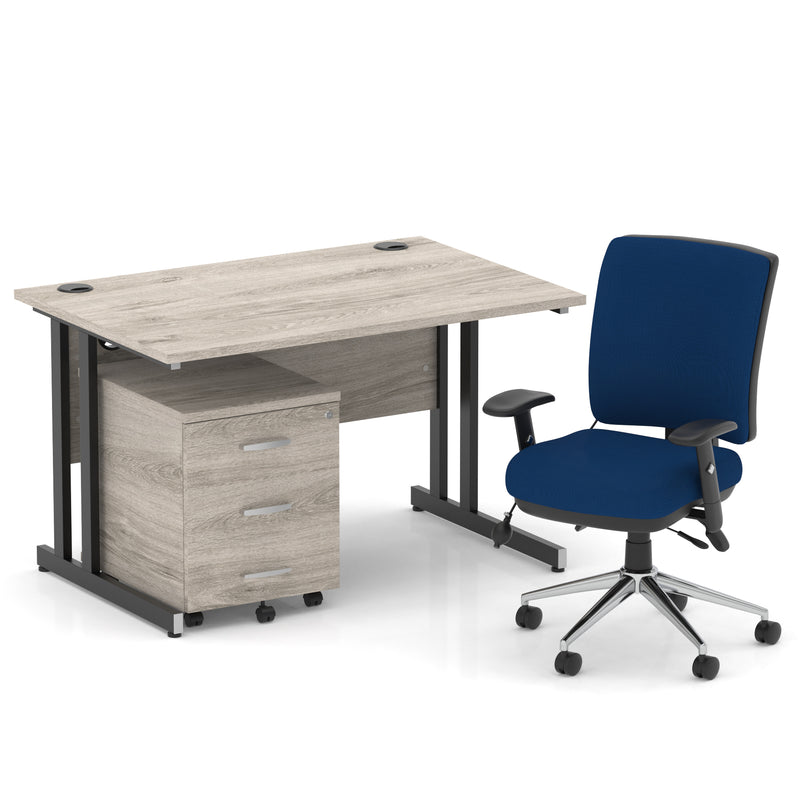 Impulse 1200mm Cantilever Straight Desk With Mobile Pedestal and Chiro Medium Back Blue Chair - Home Office Set - image 36