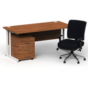 Impulse 1600mm Cantilever Straight Desk With Mobile Pedestal and Chiro Medium Back Black Chair - Home Office Set - view 22