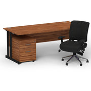 Impulse 1600mm Cantilever Straight Desk With Mobile Pedestal and Chiro Medium Back Black Chair - Home Office Set - view 28