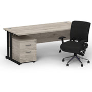 Impulse 1600mm Cantilever Straight Desk With Mobile Pedestal and Chiro Medium Back Black Chair - Home Office Set - view 30