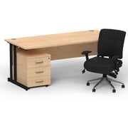 Impulse 1600mm Cantilever Straight Desk With Mobile Pedestal and Chiro Medium Back Black Chair - Home Office Set - image 32