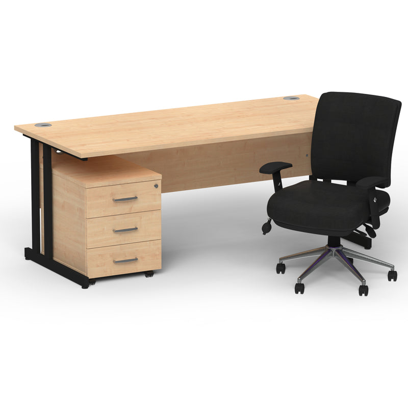 Impulse 1600mm Cantilever Straight Desk With Mobile Pedestal and Chiro Medium Back Black Chair - Home Office Set - image 32