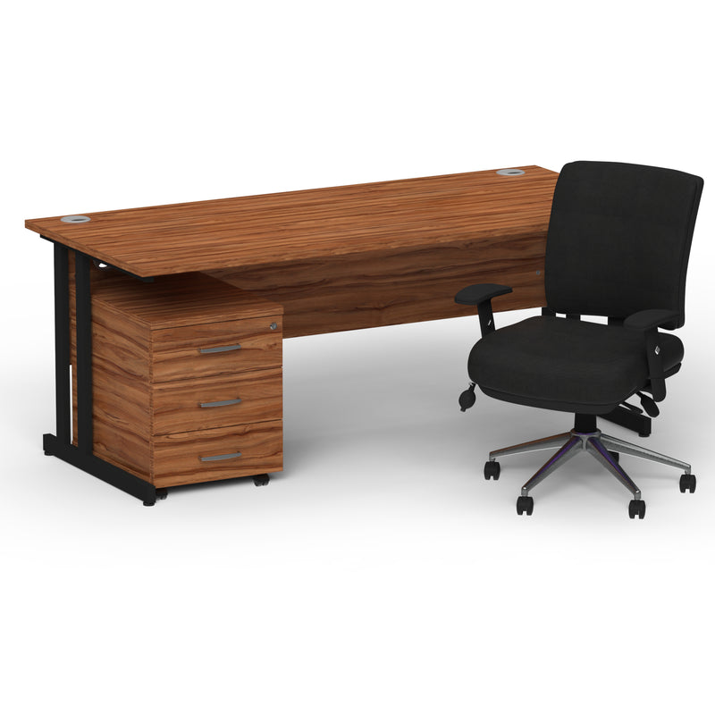 Impulse 1600mm Cantilever Straight Desk With Mobile Pedestal and Chiro Medium Back Black Chair - Home Office Set - image 34