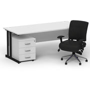 Impulse 1600mm Cantilever Straight Desk With Mobile Pedestal and Chiro Medium Back Black Chair - Home Office Set - image 35