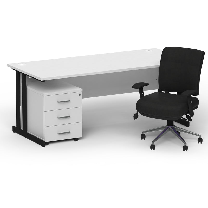 Impulse 1600mm Cantilever Straight Desk With Mobile Pedestal and Chiro Medium Back Black Chair - Home Office Set - image 35