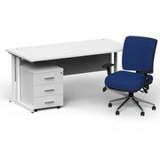 Impulse 1800mm Cantilever Straight Desk With Mobile Pedestal and Chiro Medium Back Blue Chair - Home Office Set - view 23