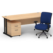 Impulse 1800mm Cantilever Straight Desk With Mobile Pedestal and Chiro Medium Back Blue Chair - Home Office Set - view 26