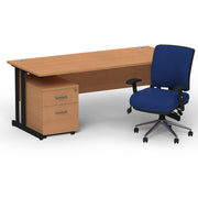 Impulse 1800mm Cantilever Straight Desk With Mobile Pedestal and Chiro Medium Back Blue Chair - Home Office Set - view 27
