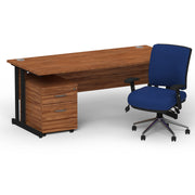 Impulse 1800mm Cantilever Straight Desk With Mobile Pedestal and Chiro Medium Back Blue Chair - Home Office Set - view 28