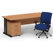 Impulse 1800mm Cantilever Straight Desk With Mobile Pedestal and Chiro Medium Back Blue Chair - Home Office Set - image 33