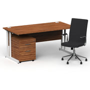 Impulse 1600mm Cantilever Straight Desk With Mobile Pedestal and Ezra Black Executive Chair - Home Office Set - view 16