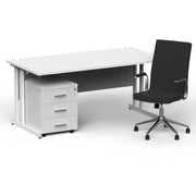 Impulse 1600mm Cantilever Straight Desk With Mobile Pedestal and Ezra Black Executive Chair - Home Office Set - view 23