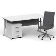 Impulse 1600mm Cantilever Straight Desk With Mobile Pedestal and Ezra Grey Executive Chair - Home Office Set - view 11