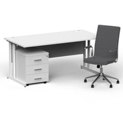 Impulse 1600mm Cantilever Straight Desk With Mobile Pedestal and Ezra Grey Executive Chair - Home Office Set - view 23