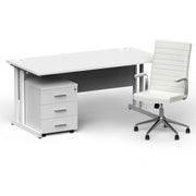 Impulse 1600mm Cantilever Straight Desk With Mobile Pedestal and Ezra White Executive Chair - Home Office Set - view 23