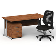 Impulse 1600mm Cantilever Straight Desk With Mobile Pedestal and Relay Black Back Chair - Home Office Set - view 10