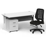 Impulse 1600mm Cantilever Straight Desk With Mobile Pedestal and Relay Black Back Chair - Home Office Set - view 17