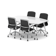 High Gloss 1800mm Boardroom Table Set - Black with Lula chairs, 4