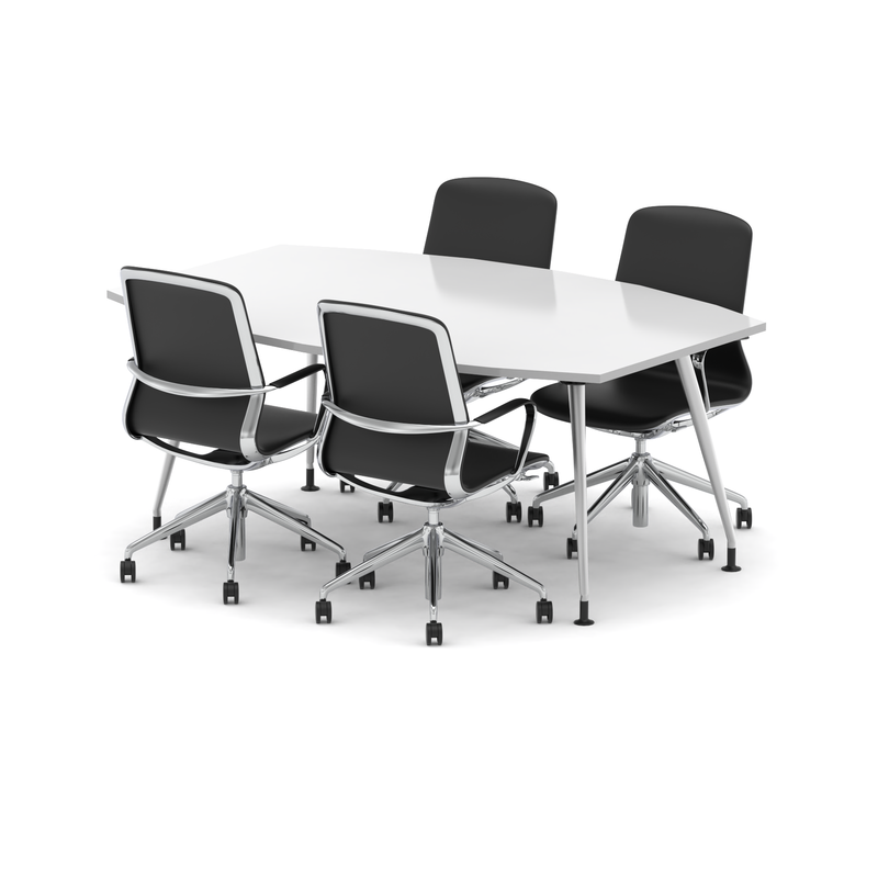 High Gloss 1800mm Boardroom Table Set - Black with Lula chairs, 4
