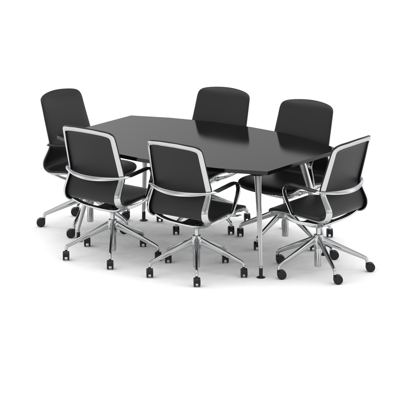 High Gloss 1800mm Boardroom Table Set - White with Lucia chairs, 4
