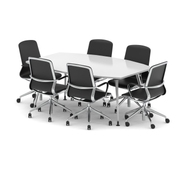 High Gloss 1800mm Boardroom Table Set - White with Lula chairs, 4