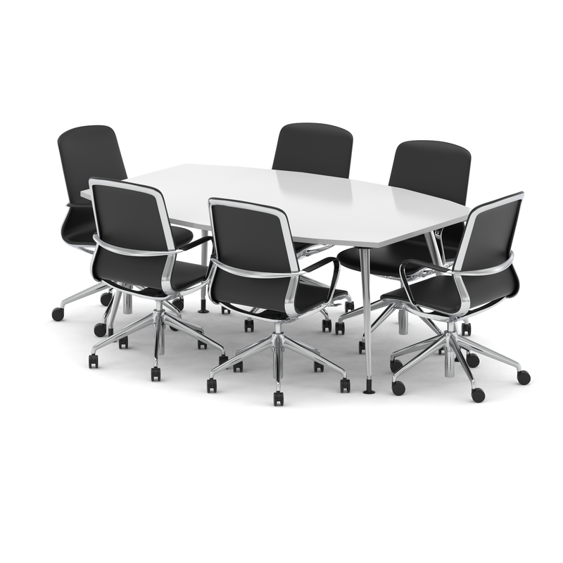 High Gloss 1800mm Boardroom Table Set - White with Lula chairs, 4