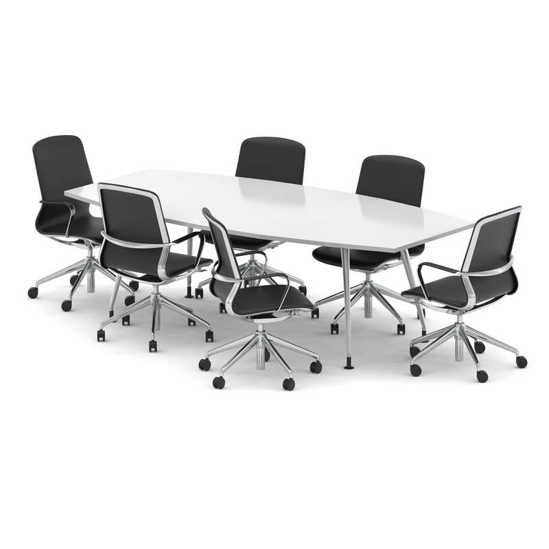 High Gloss 2400mm Boardroom Table Set - White with Lucia chairs, 6