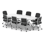 High Gloss 2400mm Boardroom Table Set - Black with Lula chairs, 8