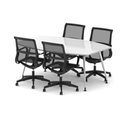 High Gloss 1800mm Boardroom Table Set - Black with Lula chairs, 6