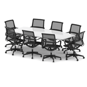 High Gloss 2400mm Boardroom Table Set - White with Lula chairs, 8