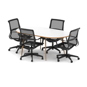 Oslo 1800mm Oval Boardroom Table Set - Lula mesh chairs