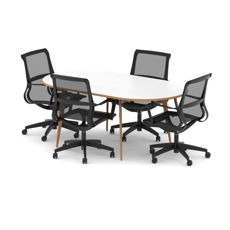 Oslo 1800mm Oval Boardroom Table Set - Lula mesh chairs