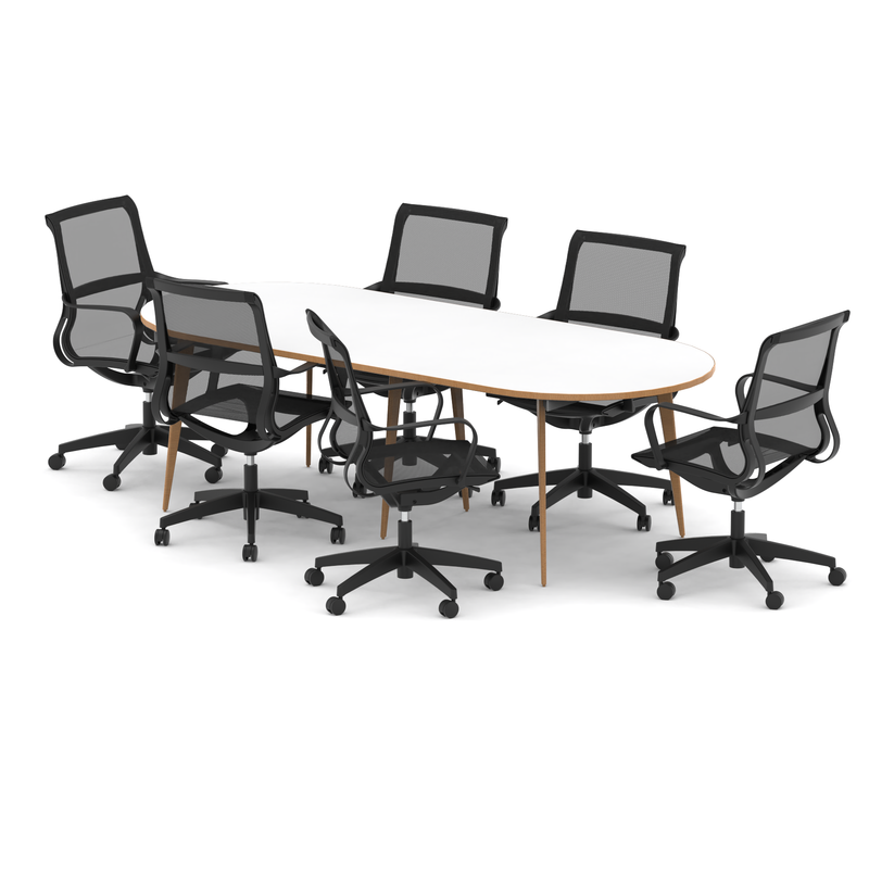 Oslo 2400mm Oval Boardroom Table Set - Lula mesh chairs