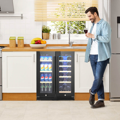 2-Door Dual Zone Beverage Wine Fridge with Auto Defrost Function