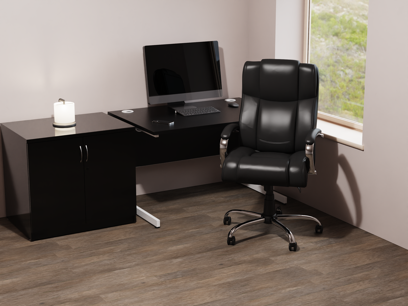 Texas High Back Heavy Duty Executive Black Leather Office Chair with Arms