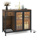 Buffet Sideboard with Power Outlets and LED Light Kitchen Storage Cabinet