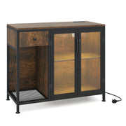 Buffet Sideboard with Power Outlets and LED Light Kitchen Storage Cabinet