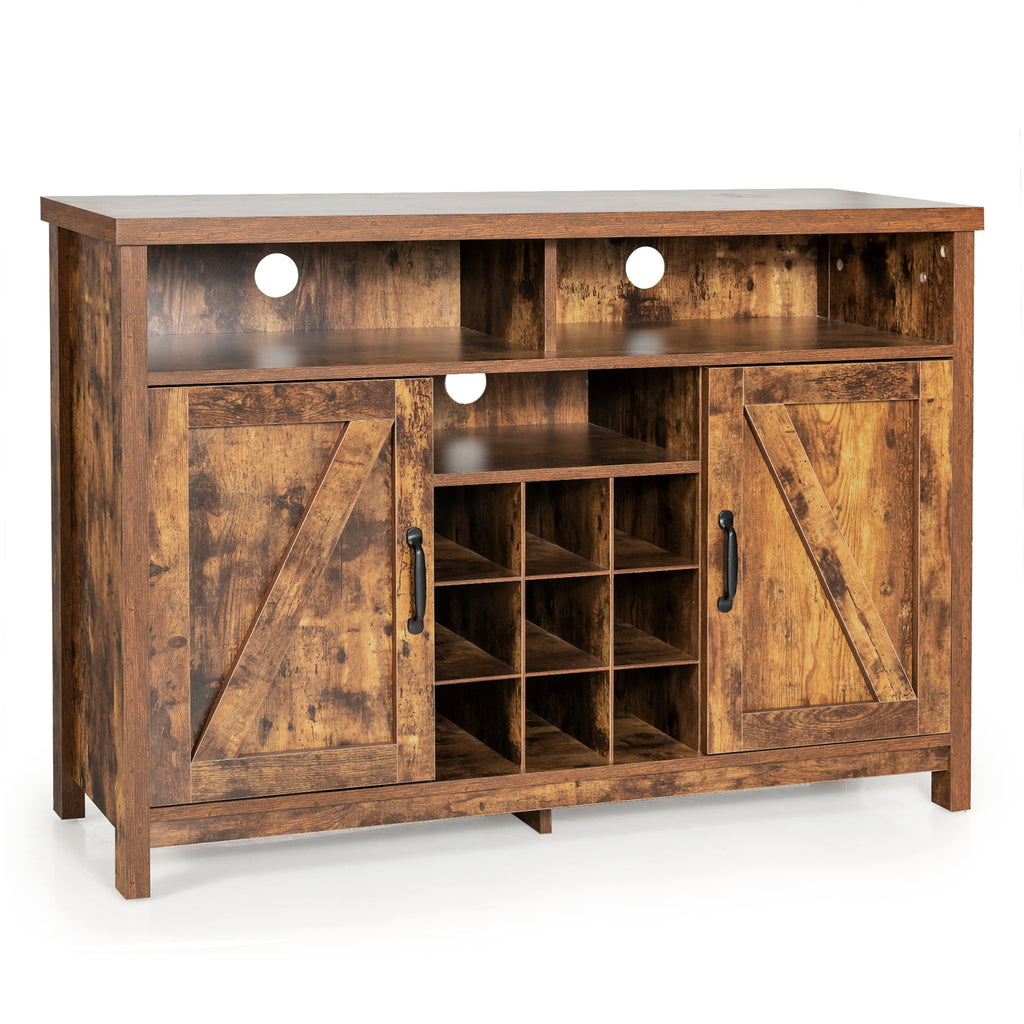 Buffet Storage Cabinet with Detachable 9-Bottle Wine Rack and 2 Door Cabinets