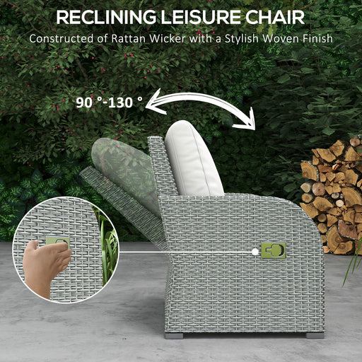 7-Seater Outdoor Garden Rattan Furniture Set w/ Recliners Grey - image 2