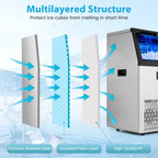 Commercial Ice Maker with 16 kg Storage Capacity and Adjustable Ice Cube Thickness